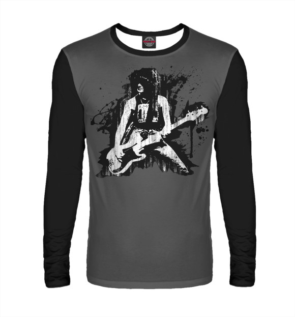 Мужской лонгслив с изображением Punk Bass цвета Белый