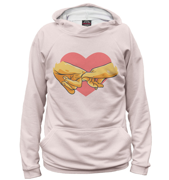 Женское худи с изображением Сердце цвета Белый