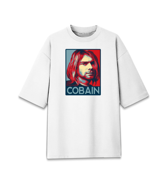 Женская футболка оверсайз с изображением Kurt Cobain (Nirvana) цвета Белый