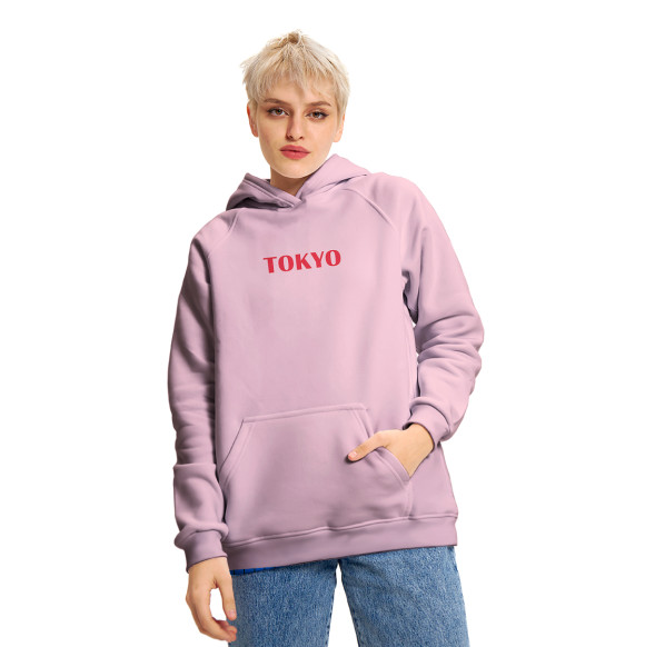 Женское худи с изображением Tokyo розовый фон цвета Белый