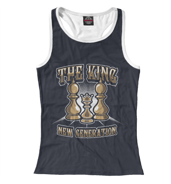 Женская майка-борцовка с изображением Король шахмат цвета Белый