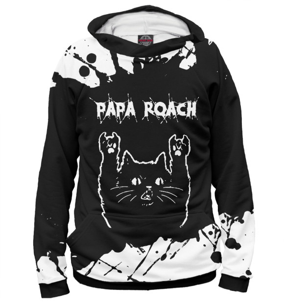 Худи для девочки с изображением Papa Roach | Рок Кот цвета Белый