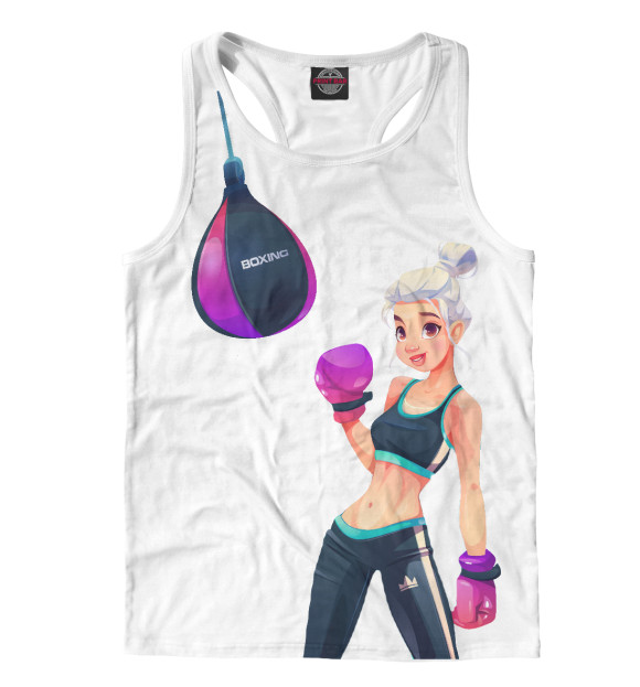 Мужская майка-борцовка с изображением Леди Бокс цвета Белый