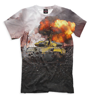 Мужская футболка Российский танк на поле боя