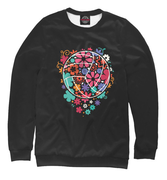 Женский свитшот с изображением Volleyball Flowers цвета Белый