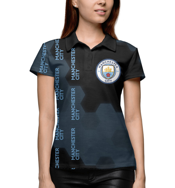 Женское поло с изображением Manchester City цвета Белый