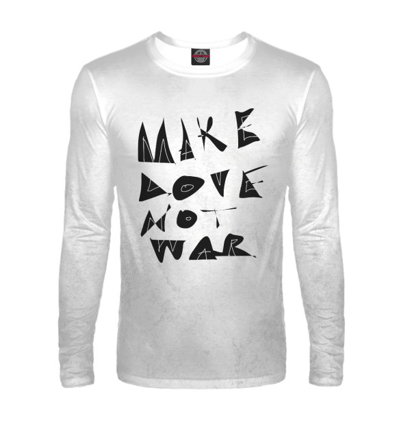 Мужской лонгслив с изображением Make Love Not War цвета Белый