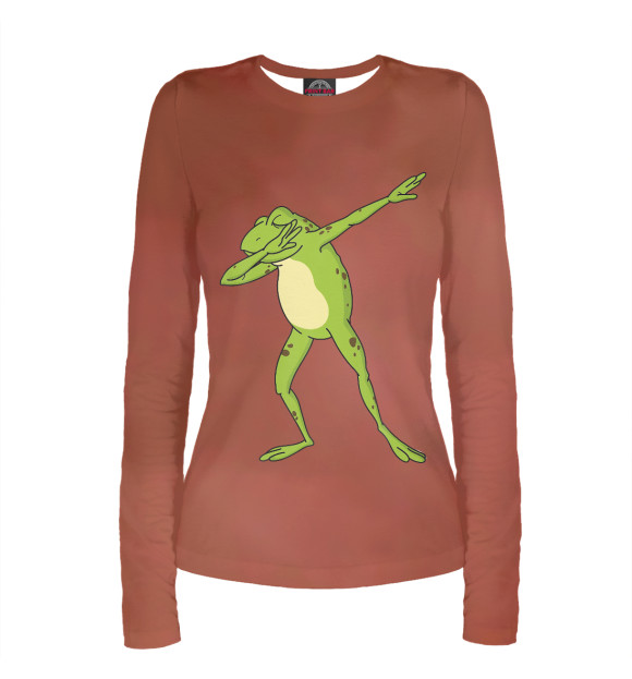 Женский лонгслив с изображением Dabbing Frog цвета Белый