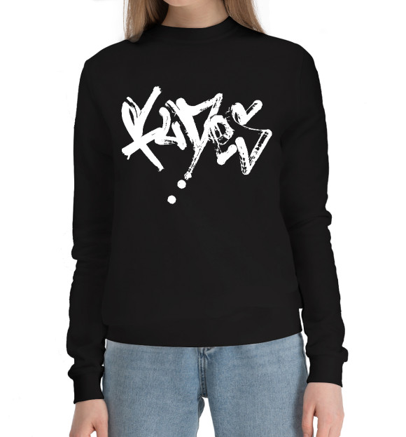 Женский хлопковый свитшот с изображением Х... цвета Черный