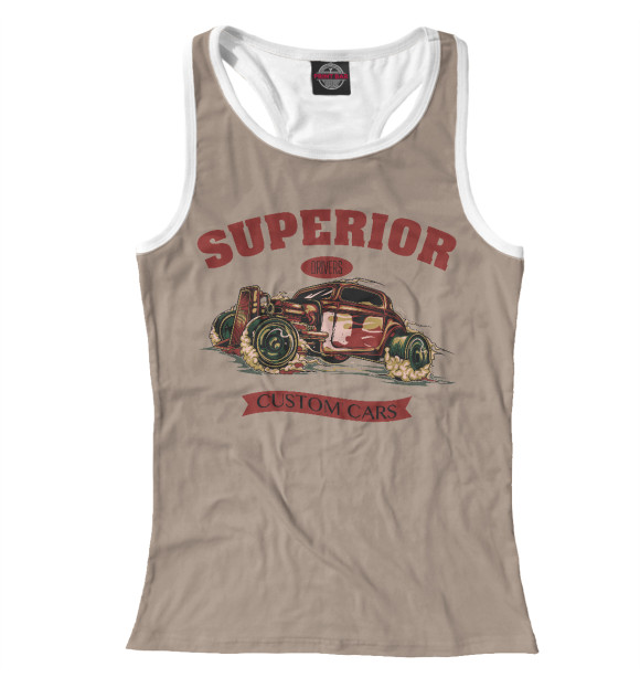 Женская майка-борцовка с изображением Авто ретро цвета Белый