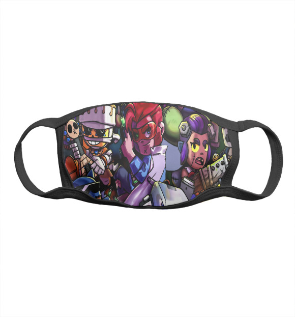 Маска тканевая с изображением Все Бравлеры цвета Белый