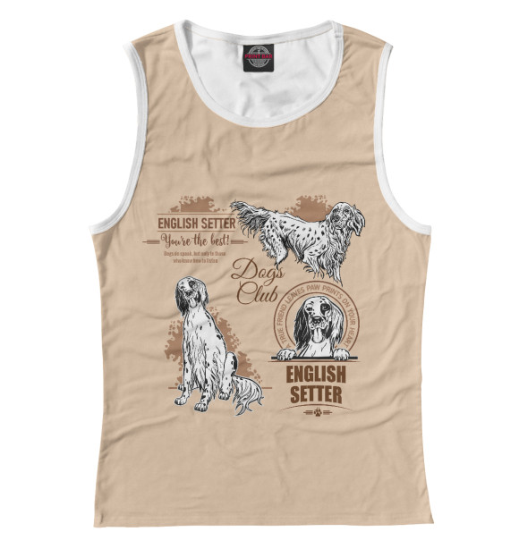 Майка для девочки с изображением Английский сеттер цвета Белый