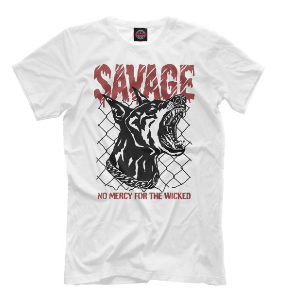 Футболка для мальчиков с изображением SAVAGE цвета Белый
