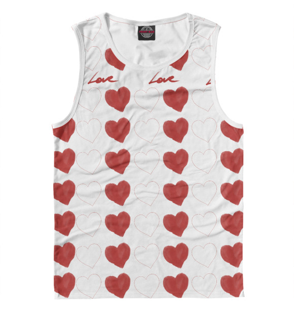 Мужская майка с изображением Hearts цвета Белый