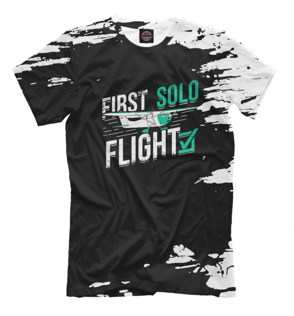 Мужская футболка с изображением First Solo Flight Pilot цвета Белый