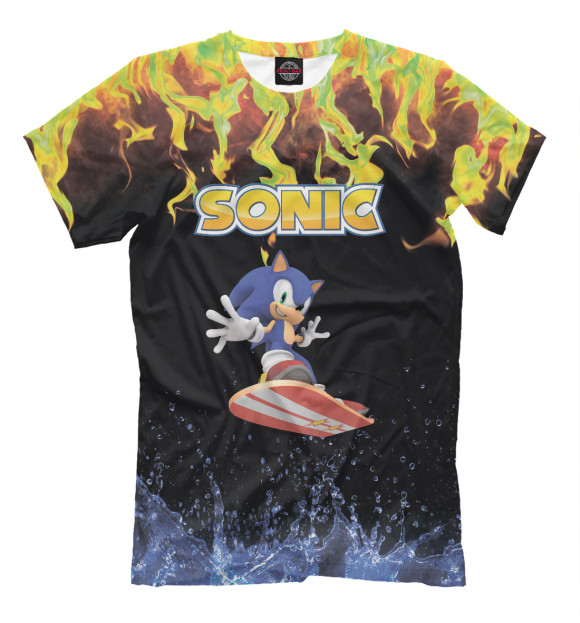 Мужская футболка с изображением Sonic цвета Белый