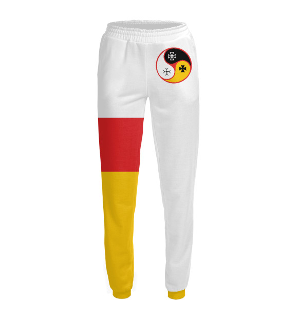 Женские спортивные штаны с притом Три Слезы Бога (РСО-Алания) цвета Белый Женские спортивные штаны с изображением Три Слезы Бога (РСО-Алания) цвета Белый