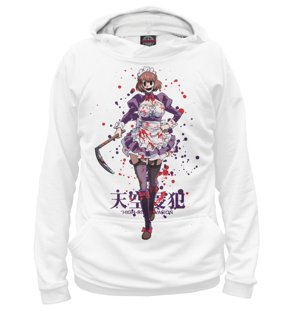 Мужское худи с изображением Небесное вторжение цвета Белый