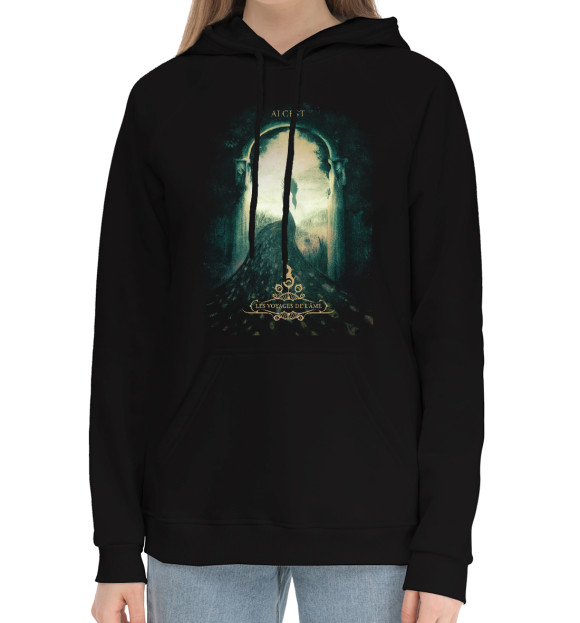 Женский хлопковый худи с изображением Alcest цвета Черный