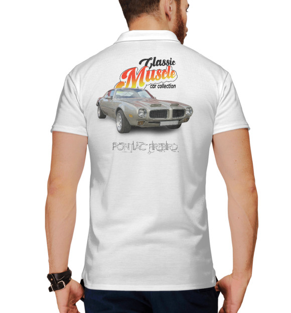 Мужское поло с притом Pontiac Firebird на белом фоне цвета Белый Мужское поло с изображением Pontiac Firebird на белом фоне цвета Белый