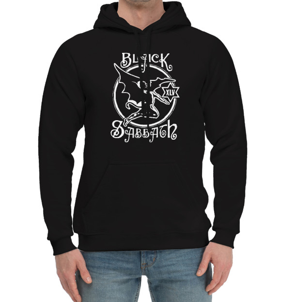 Мужской хлопковый худи с изображением Black Sabbath демон цвета Черный