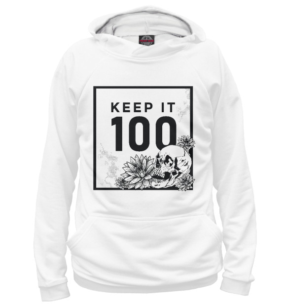 Женское худи с изображением Keep it 100 цвета Белый