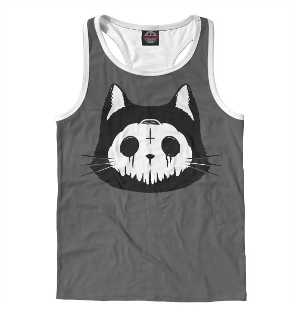 Мужская майка-борцовка с изображением Котейка гот цвета Белый