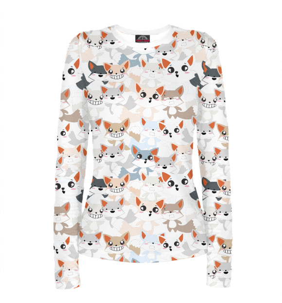 Женский лонгслив с изображением Лисички цвета Белый
