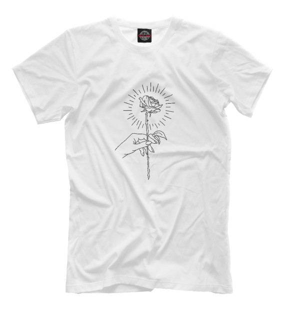 Мужская футболка с изображением Сияние розы цвета Белый