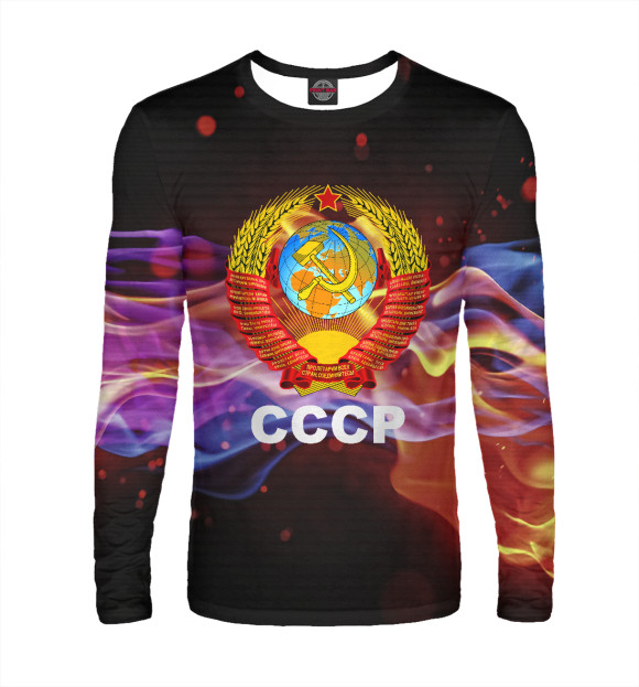 Мужской лонгслив с изображением СССР цвета Белый