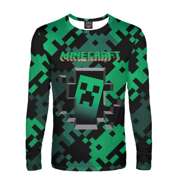 Мужской лонгслив с изображением Minecraft цвета Белый