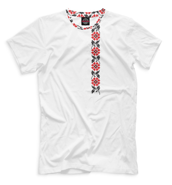 Мужская футболка с изображением Вышивка цвета Белый