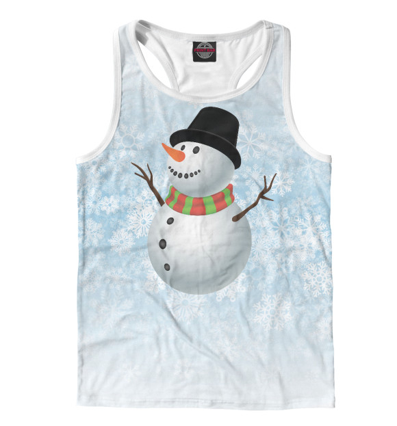 Мужская майка-борцовка с изображением Снеговик цвета Белый