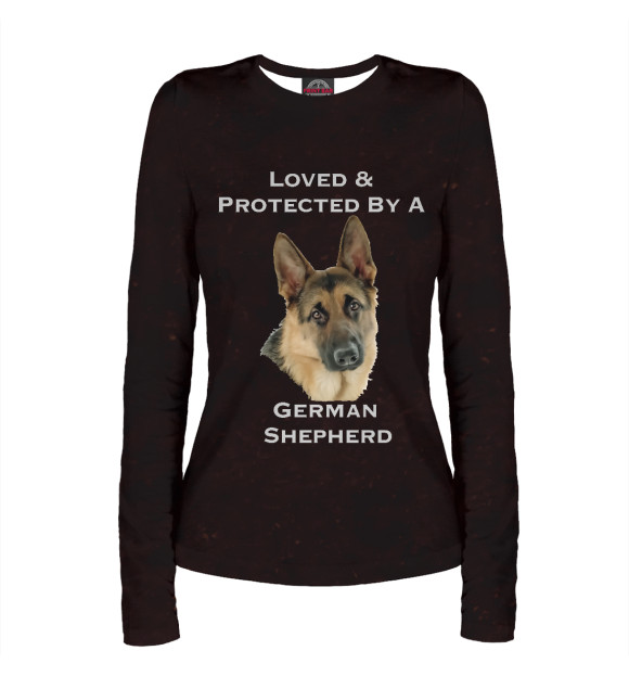 Женский лонгслив с изображением Loved & Protected Shepherd цвета Белый