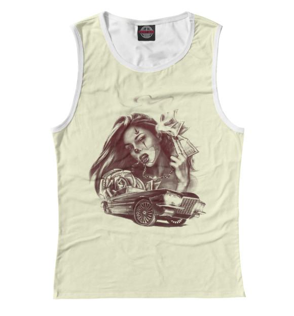 Майка для девочки с притом Gangsta girl цвета Белый Майка для девочки с изображением Gangsta girl цвета Белый