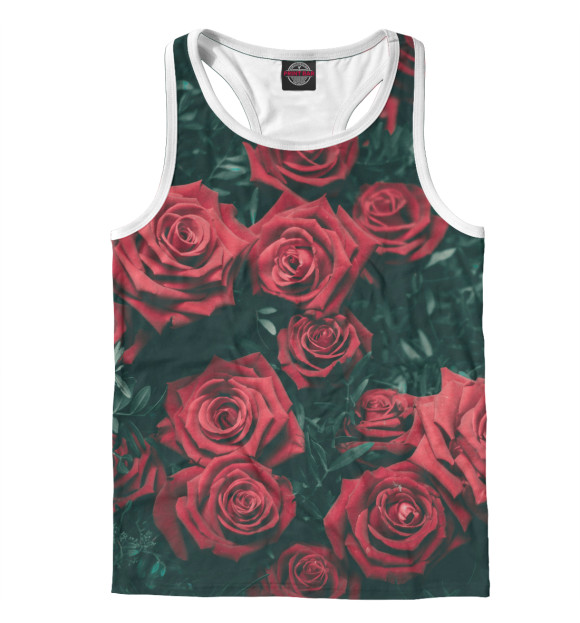 Мужская майка-борцовка с изображением Розочки цвета Белый