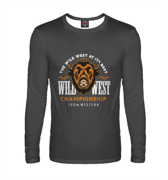 Мужской лонгслив с изображением Wild west цвета Белый