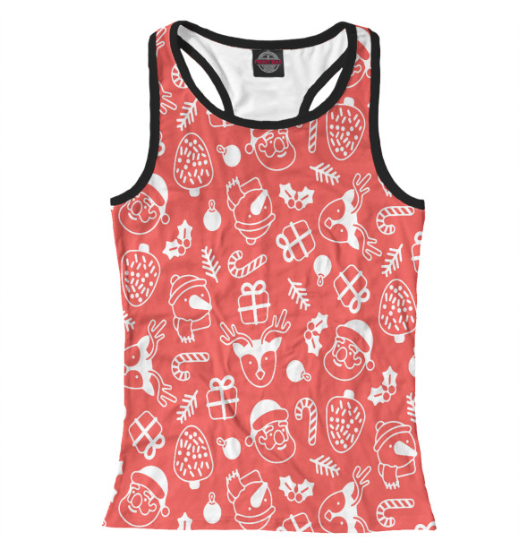 Женская майка-борцовка с изображением Новогодний узор цвета Белый