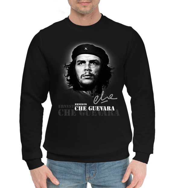 Мужской хлопковый свитшот с изображением Che Guevara цвета Черный