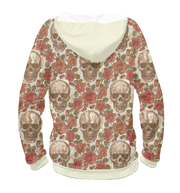 Женское худи с изображением Skull&Rose цвета Белый
