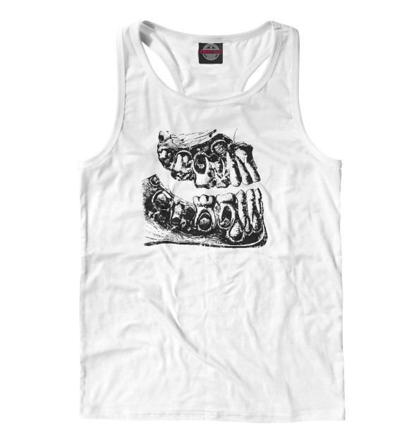 Мужская майка-борцовка с изображением Челюсть цвета Белый