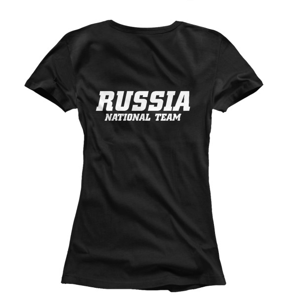 Женская футболка с изображением Team RUSSIA (двусторонняя) цвета Белый