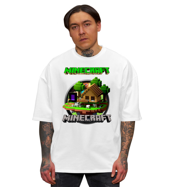 Мужская футболка оверсайз с изображением Minecraft цвета Белый
