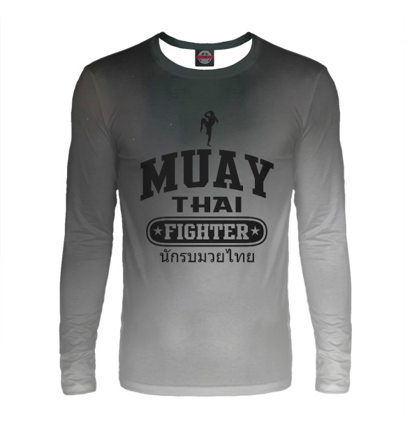 Мужской лонгслив с изображением Muay Thai Fighter цвета Белый