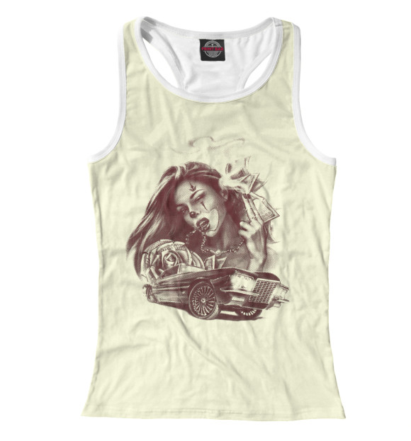 Женская майка-борцовка с изображением Gangsta girl цвета Белый