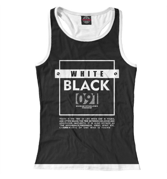 Женская майка-борцовка с изображением Black and white 091 цвета Белый