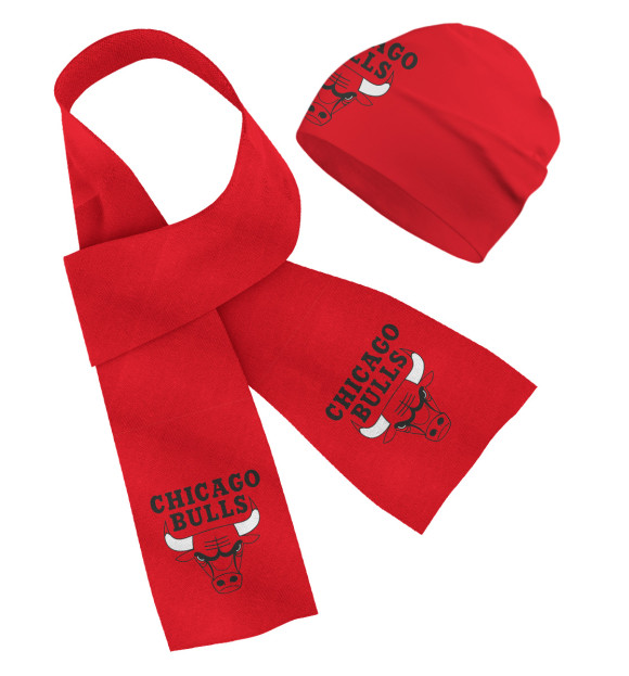 Шарф и шапка с изображением Chicago Bulls цвета Белый