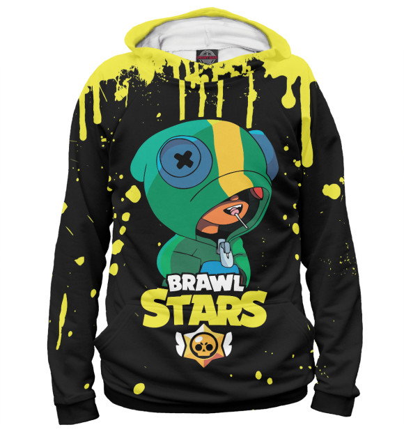 Мужское худи с изображением Brawl Stars Leon цвета Белый