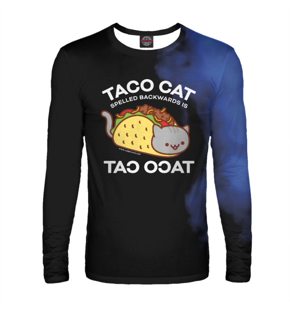 Мужской лонгслив с изображением TACO CAT цвета Белый