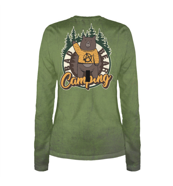 Женский лонгслив с изображением Bad Bear Camping цвета Белый